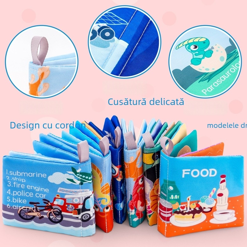 HDX Carte de pluș educativă pentru sugari 0–3 ani, dezvoltă vederea, prinderea, simțurile, coordonarea mână-ochi și auzul