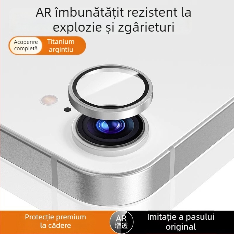 Film protecție obiectiv cameră pentru iPhone 16e – Sticlă temperată, Cadru cu acoperire totală, Claritate HD, Protecție anti-cădere