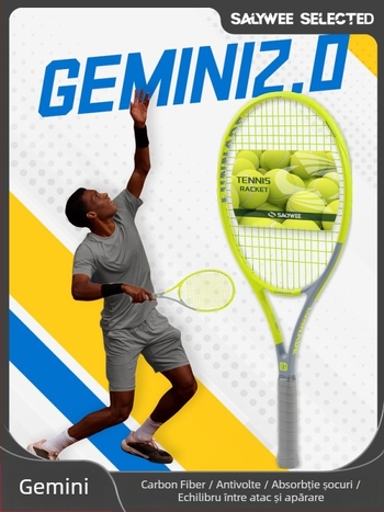 Rachetă de tenis cu ramă din fibră de sticlă, tijă dreaptă, mâner G2, pentru începători până la intermediari