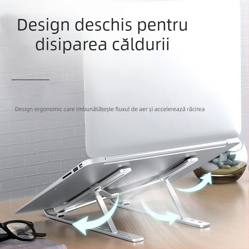 Suport pliabil pentru laptop din aliaj de aluminiu, model N3 – pentru laptopuri universale, ridicare reglabilă, 250 g