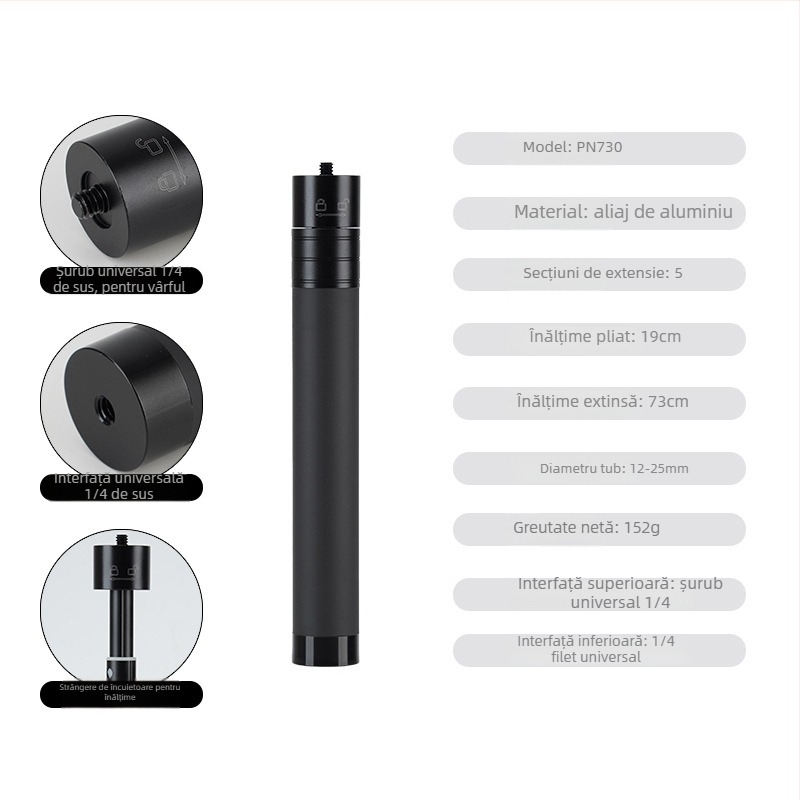 Băț de selfie cu stabilizator gimbal – braț telescopic pentru telefonul mobil și camera de acțiune (Fără telecomandă)