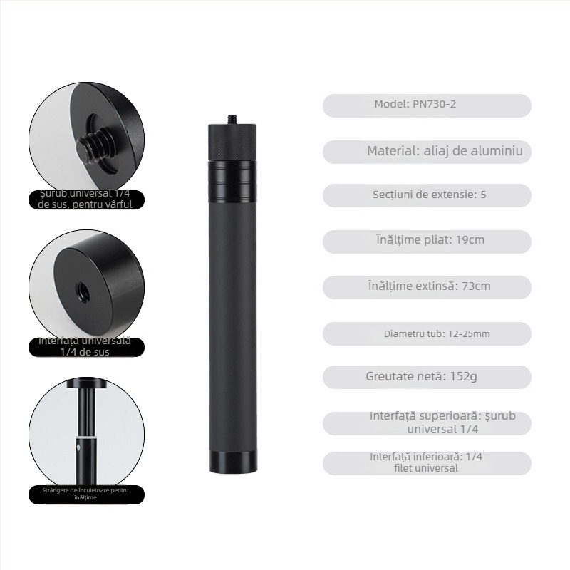 Băț de selfie cu stabilizator gimbal – braț telescopic pentru telefonul mobil și camera de acțiune (Fără telecomandă)