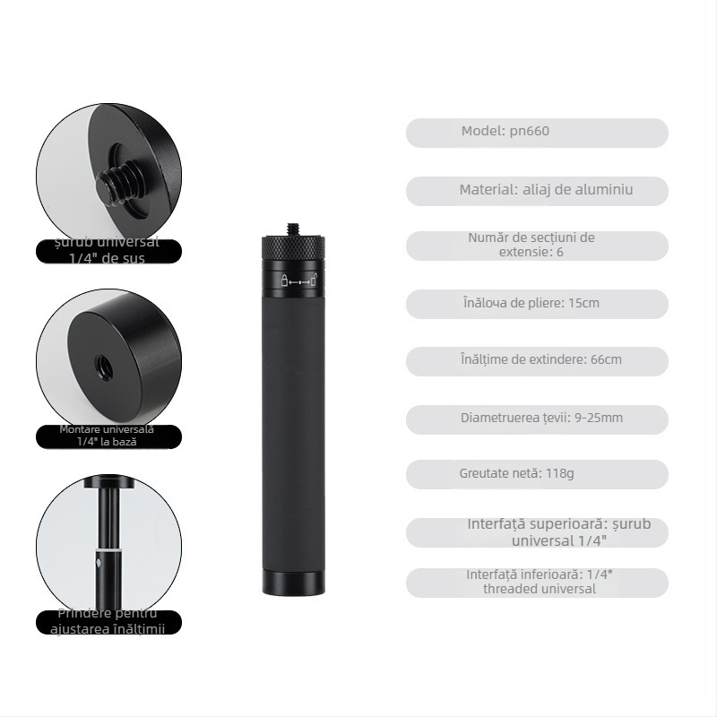 Băț de selfie cu stabilizator gimbal – braț telescopic pentru telefonul mobil și camera de acțiune (Fără telecomandă)