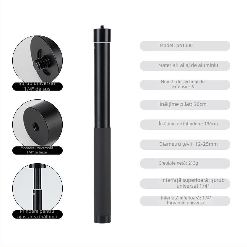 Băț de selfie cu stabilizator gimbal – braț telescopic pentru telefonul mobil și camera de acțiune (Fără telecomandă)