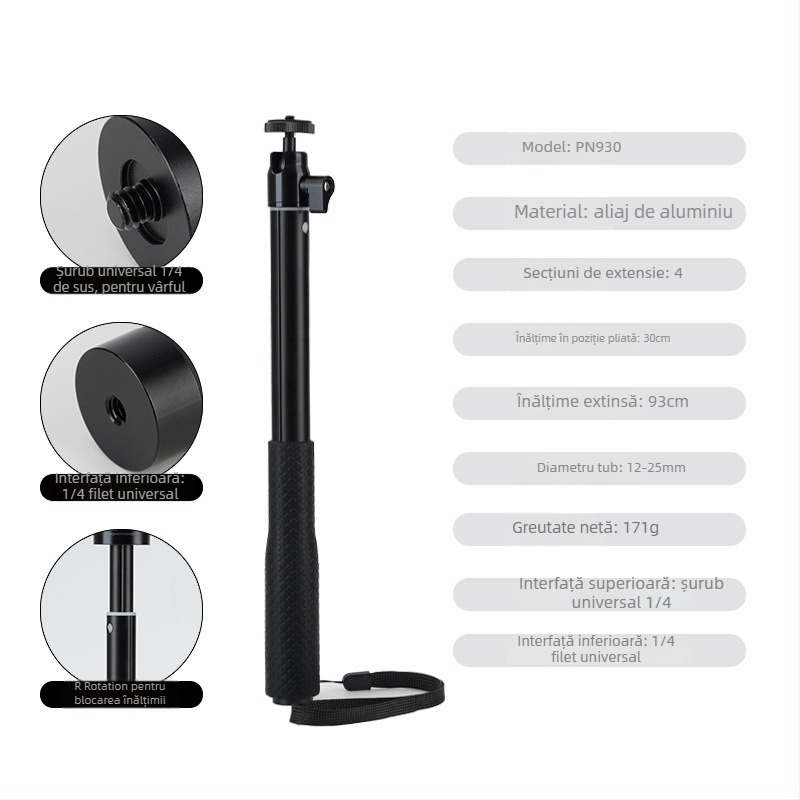Băț de selfie cu stabilizator gimbal – braț telescopic pentru telefonul mobil și camera de acțiune (Fără telecomandă)