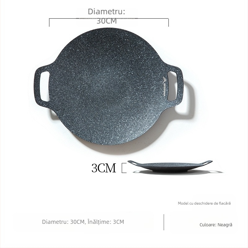 Tigaie grill pentru aragaz de tip casetă – portabilă, antiaderentă, din fier; Brand: Bswolf (pentru camping)