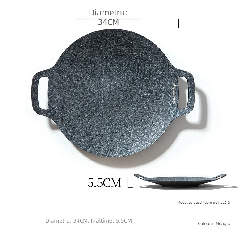 Tigaie grill pentru aragaz de tip casetă – portabilă, antiaderentă, din fier; Brand: Bswolf (pentru camping)