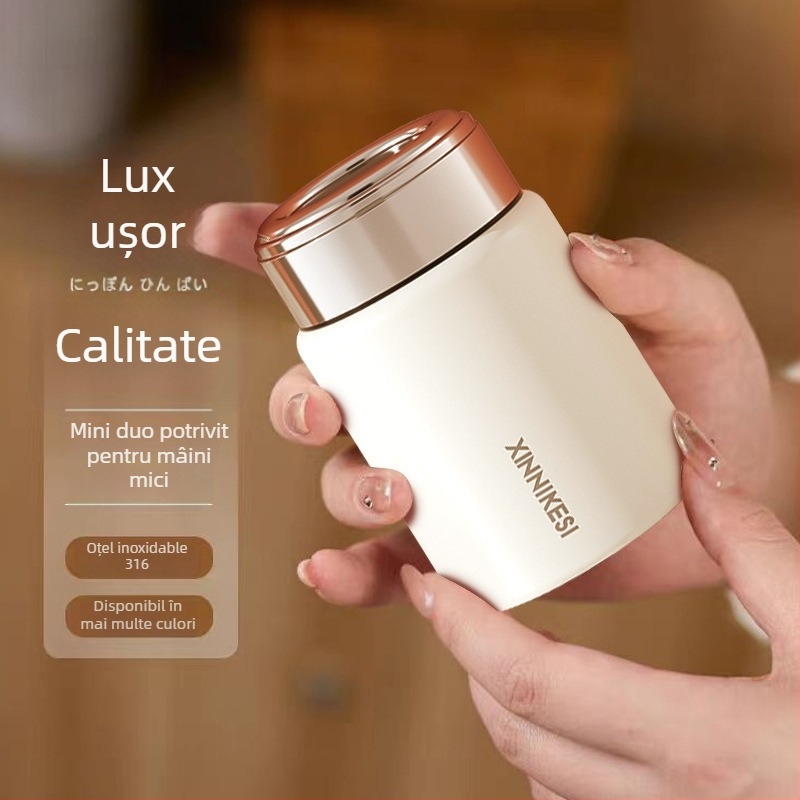 Ceainic termic mini pentru femei, portabil și compact, cu separare ceai-apă; rezervor interior din oțel inoxidabil 316, carcasă din oțel inoxidabil 304, izolație în vid 0–6 ore, logo personalizabil