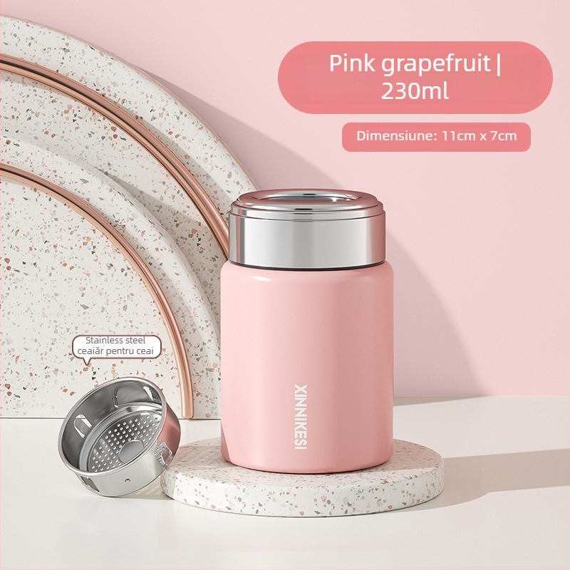 Ceainic termic mini pentru femei, portabil și compact, cu separare ceai-apă; rezervor interior din oțel inoxidabil 316, carcasă din oțel inoxidabil 304, izolație în vid 0–6 ore, logo personalizabil