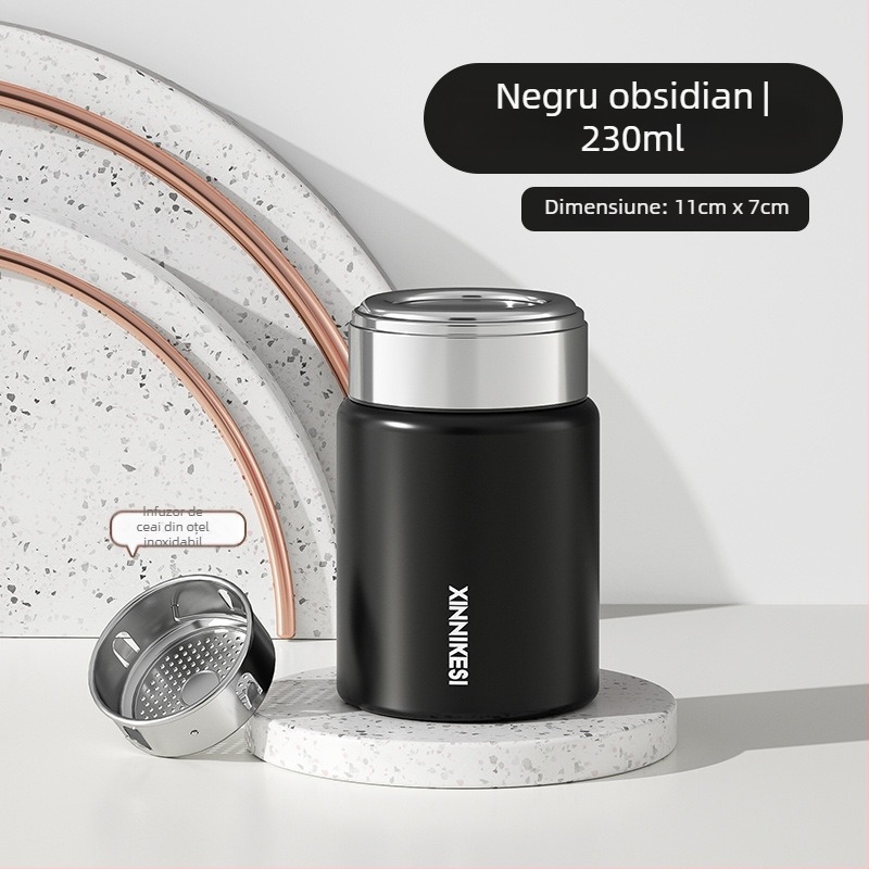 Ceainic termic mini pentru femei, portabil și compact, cu separare ceai-apă; rezervor interior din oțel inoxidabil 316, carcasă din oțel inoxidabil 304, izolație în vid 0–6 ore, logo personalizabil