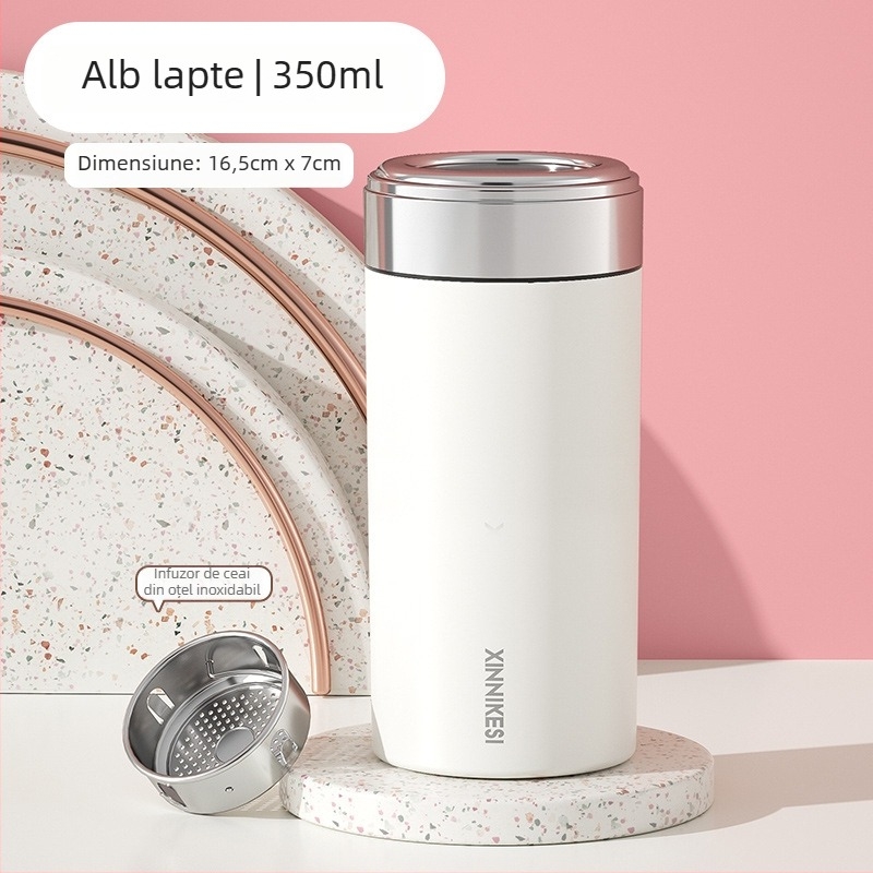 Ceainic termic mini pentru femei, portabil și compact, cu separare ceai-apă; rezervor interior din oțel inoxidabil 316, carcasă din oțel inoxidabil 304, izolație în vid 0–6 ore, logo personalizabil
