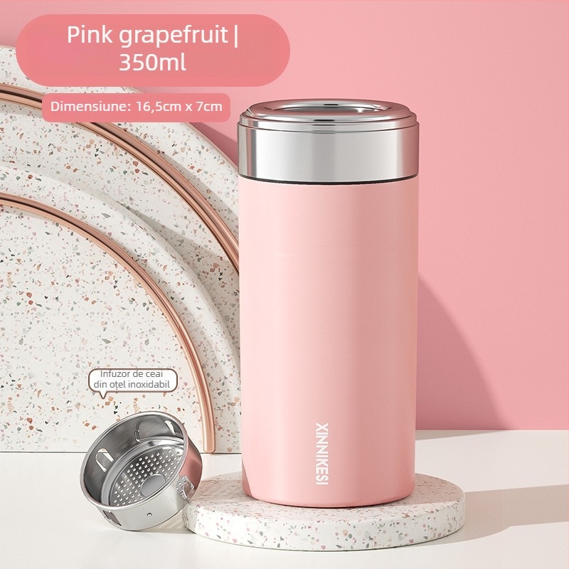 Ceainic termic mini pentru femei, portabil și compact, cu separare ceai-apă; rezervor interior din oțel inoxidabil 316, carcasă din oțel inoxidabil 304, izolație în vid 0–6 ore, logo personalizabil