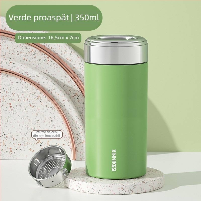 Ceainic termic mini pentru femei, portabil și compact, cu separare ceai-apă; rezervor interior din oțel inoxidabil 316, carcasă din oțel inoxidabil 304, izolație în vid 0–6 ore, logo personalizabil