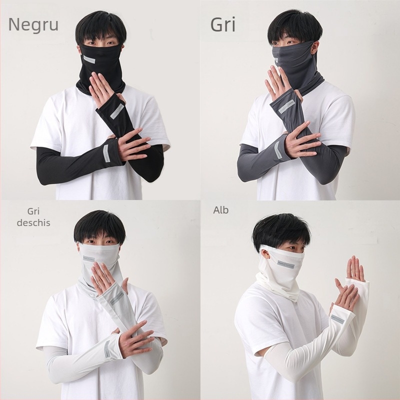 Șal respirabil de protecție solară pentru gât și față, pentru bărbați, cu bucle pentru urechi, Ice Silk, bază din bumbac, stil proaspăt și dulce, primăvara 2025