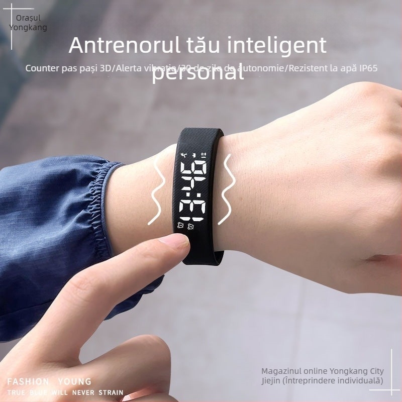 Ceas Inteligent pentru Copii cu Pedometru, Alarmă prin Vibrații, Ecran Tactil, Curea Silicon, Autonomie 7–14 Zile, Rezistent la Apă
