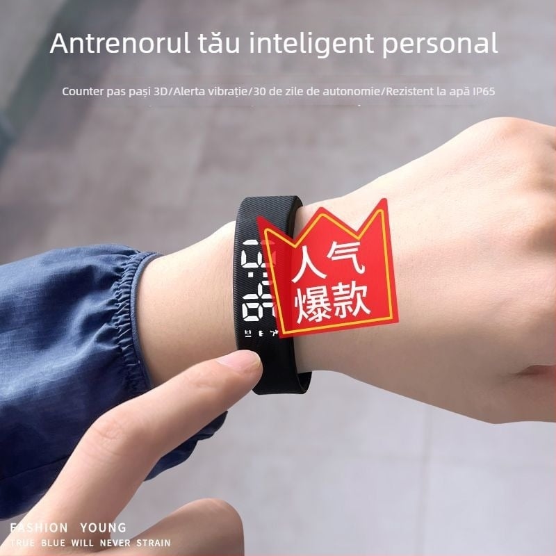 Ceas Inteligent pentru Copii cu Pedometru, Alarmă prin Vibrații, Ecran Tactil, Curea Silicon, Autonomie 7–14 Zile, Rezistent la Apă