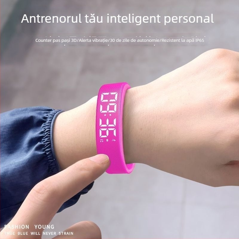 Ceas Inteligent pentru Copii cu Pedometru, Alarmă prin Vibrații, Ecran Tactil, Curea Silicon, Autonomie 7–14 Zile, Rezistent la Apă