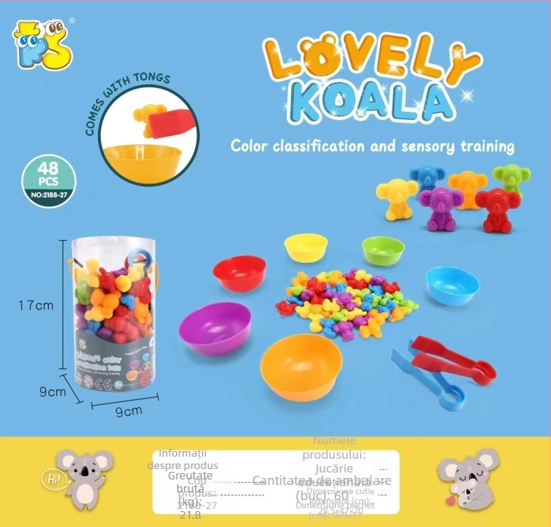 Set Montessori pentru învățare timpurie – Jucării moi din TPE în formă de animale pentru dezvoltare cognitivă, senzorială și coordonare mână-ochi (vârsta 3-6 ani)