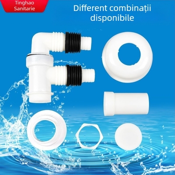 Fitinguri de drenaj din plastic, cu trei căi, pentru mașina de spălat și chiuvetă (design unghiular multifuncțional)