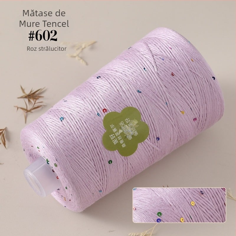 Fire Lyocell din mătase Mulberry în formă de con pentru tricotat - Worsted, 400 g, potrivit pentru țesut manual și croșetare