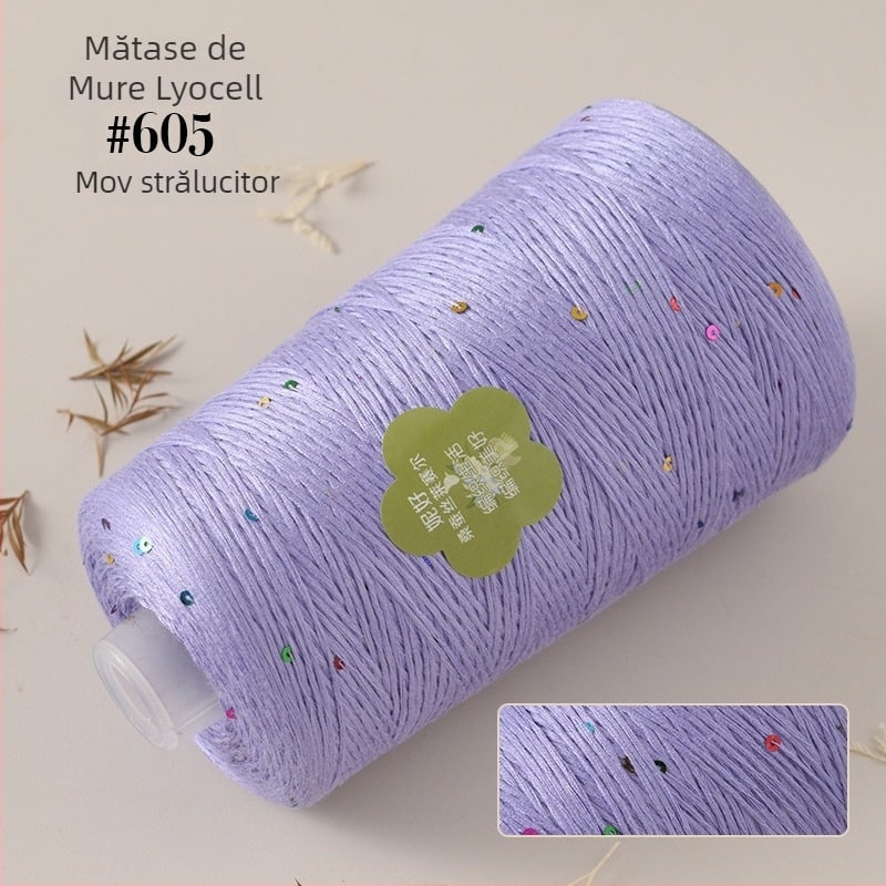 Fire Lyocell din mătase Mulberry în formă de con pentru tricotat - Worsted, 400 g, potrivit pentru țesut manual și croșetare