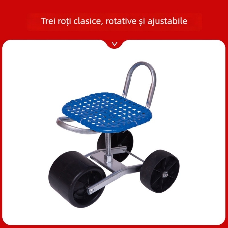 Scaun metalic pentru recoltat în câmp — pliabil, model înălțat (Basic / Classic)