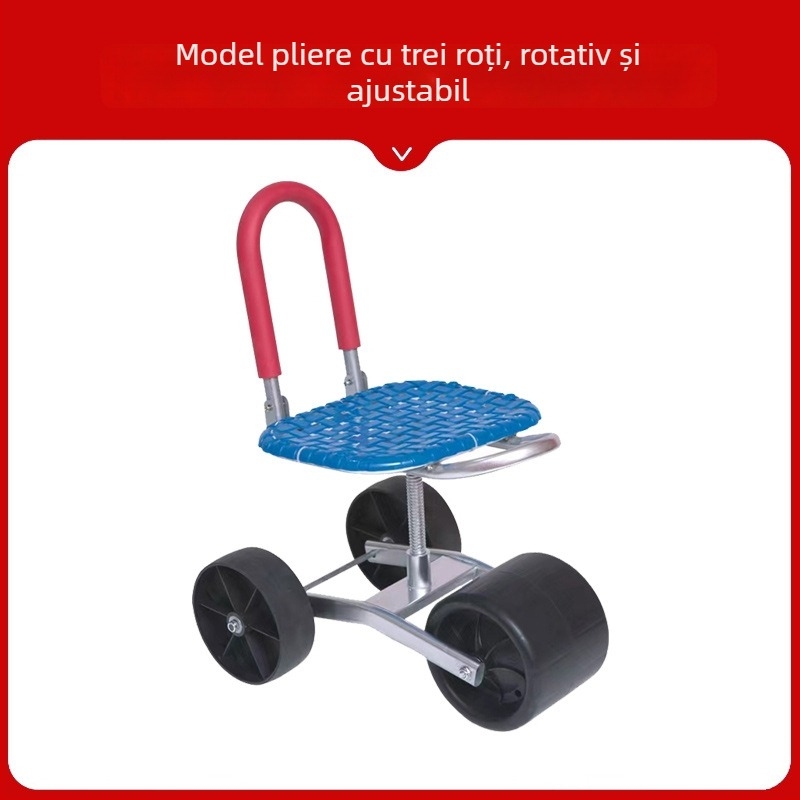 Scaun metalic pentru recoltat în câmp — pliabil, model înălțat (Basic / Classic)