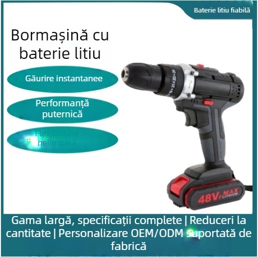 Kit de bormașină fără cablu cu ciocan și șurubelniță – motor cu perii, baterie litiu reîncărcabilă, reglajul vitezei în treapta întâi, înainte/înapoi, pentru strângerea șuruburilor și găurirea în plastic