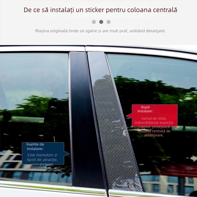 Bandă de garnitură pentru fereastra mașinii cu oglindă pe stâlpul central din PC – Oakford, plastic PC, fără personalizare