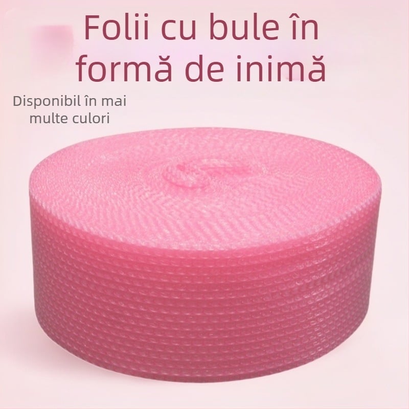 Folie cu bule de tip mediu, amortizant pentru ambalarea cosmeticelor și ceramicii, diametrul bulei 1,5 cm, înălțimea bulei 5 mm, densitate 80 g/m²