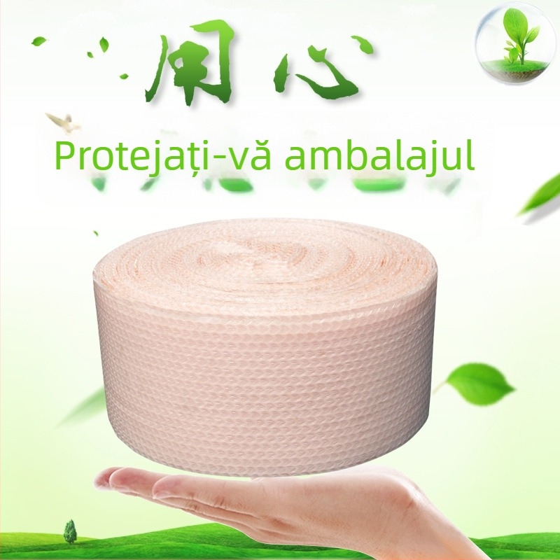 Folie cu bule de tip mediu, amortizant pentru ambalarea cosmeticelor și ceramicii, diametrul bulei 1,5 cm, înălțimea bulei 5 mm, densitate 80 g/m²