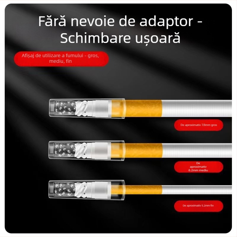 Filtru spiral pentru țigarete din plastic, cu cărbune activ; reutilizabil; filtru cu trei tipuri (gros, mediu, fin); ambalaj 245 bucăți