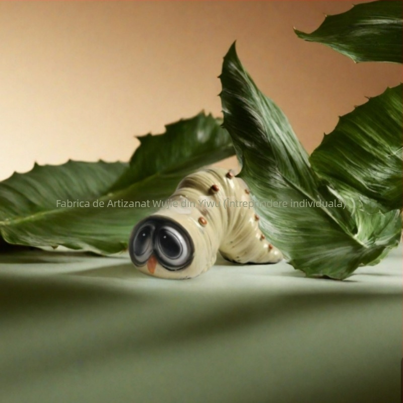 Ornament grădină în formă de omidă, rășină, stil pastoral, gravură