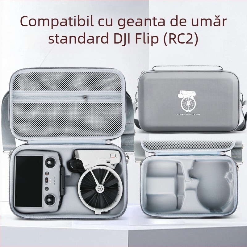 Caseră pliabilă de protecție pentru dronă DJI Flip cu compartiment pentru ecran și telecomandă, material EVA, curea crossbody