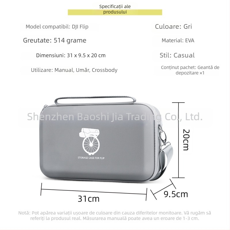 Caseră pliabilă de protecție pentru dronă DJI Flip cu compartiment pentru ecran și telecomandă, material EVA, curea crossbody