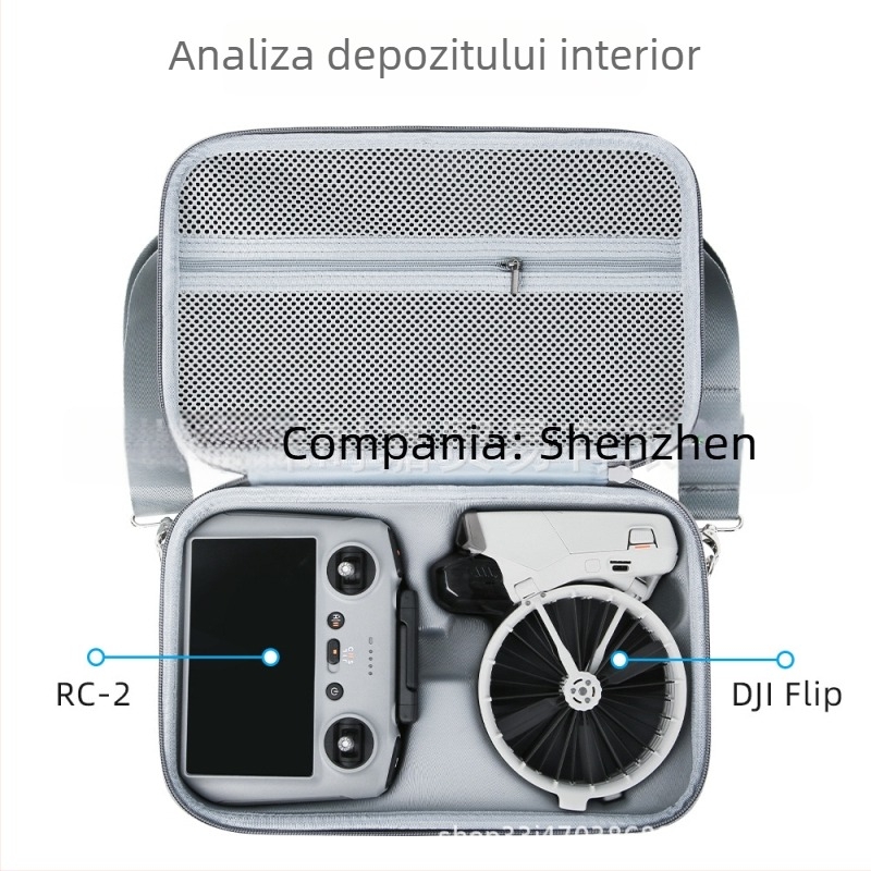 Caseră pliabilă de protecție pentru dronă DJI Flip cu compartiment pentru ecran și telecomandă, material EVA, curea crossbody