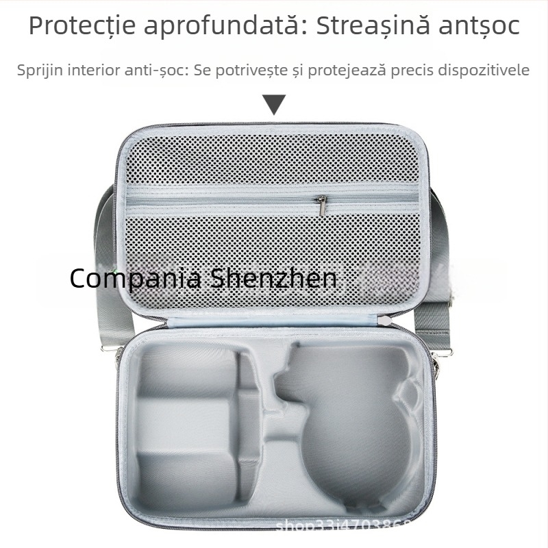 Caseră pliabilă de protecție pentru dronă DJI Flip cu compartiment pentru ecran și telecomandă, material EVA, curea crossbody