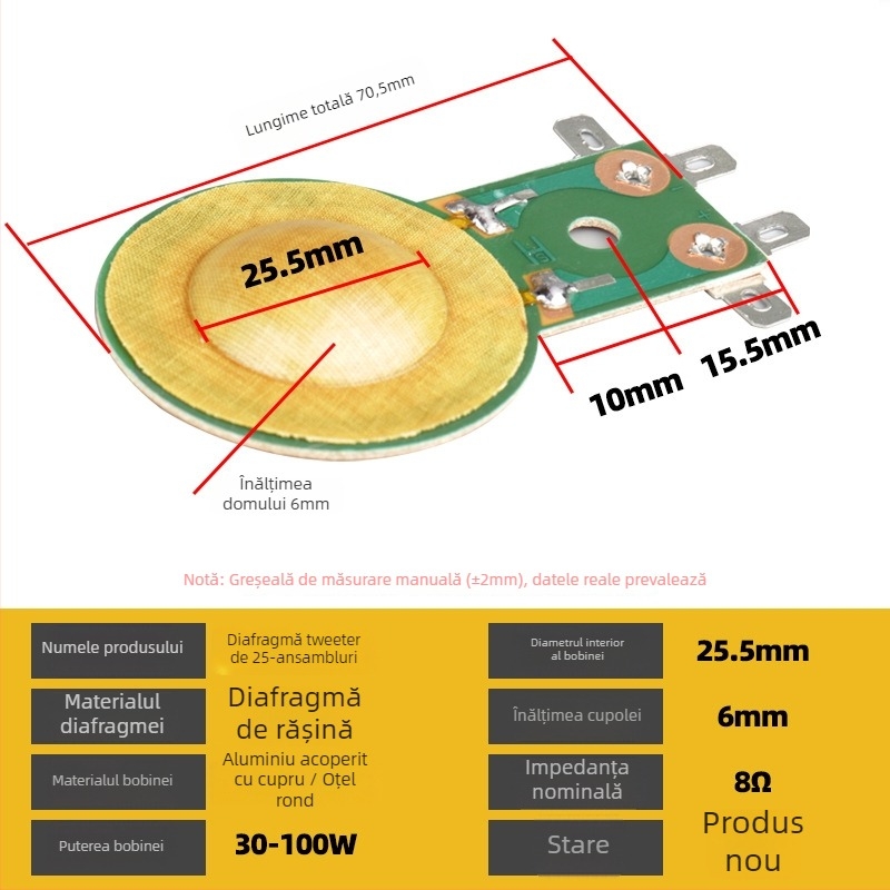 Bobină de înaltă frecvență pentru corn exterior, bobină ultrahigh-frequency cu film de titan și rășină, pentru echipamente audio mari