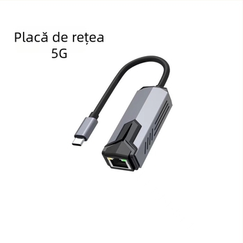 HD adaptor Ethernet USB-C la RJ-45, USB 3.0, 5 Gbps, fără driver, Plug-and-Play