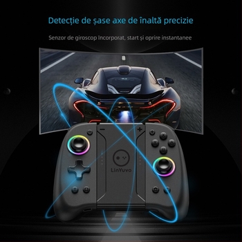 Controler wireless pentru Nintendo Switch HONCAM KS31 cu Bluetooth, interfață Type-C, senzor de mișcare pe 6 axe, vibrație, afișaj OLED