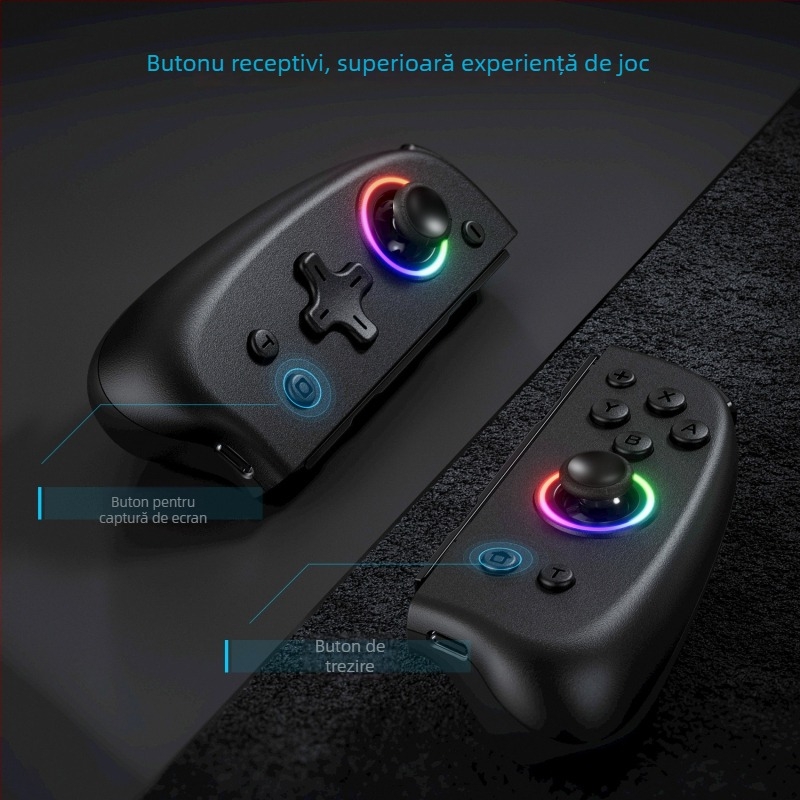 Controler wireless pentru Nintendo Switch HONCAM KS31 cu Bluetooth, interfață Type-C, senzor de mișcare pe 6 axe, vibrație, afișaj OLED