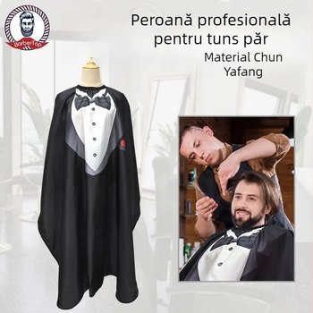 Set pentru salon de coafură – pantaloni scurți din bumbac, guler lotus, mâneci petale, 95% bumbac