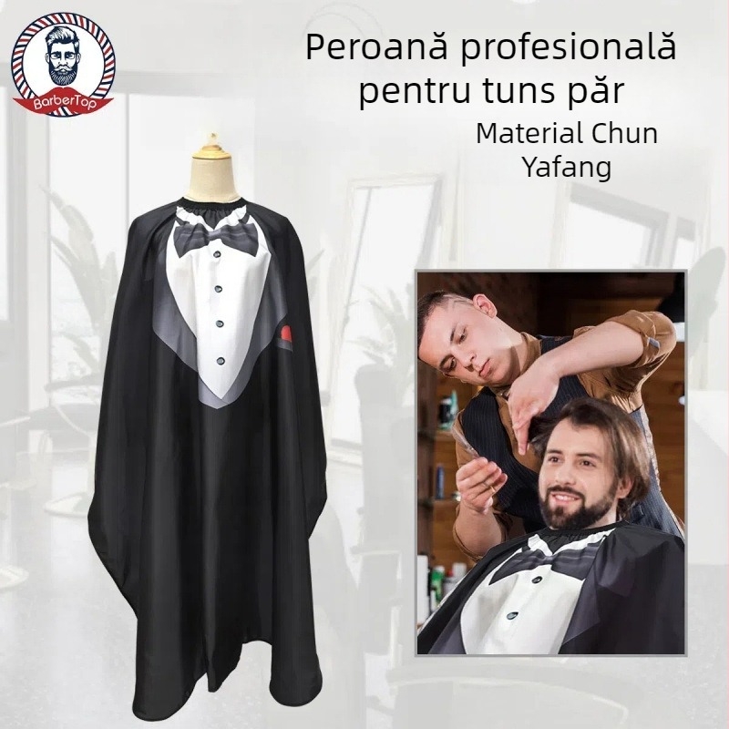 Set pentru salon de coafură – pantaloni scurți din bumbac, guler lotus, mâneci petale, 95% bumbac