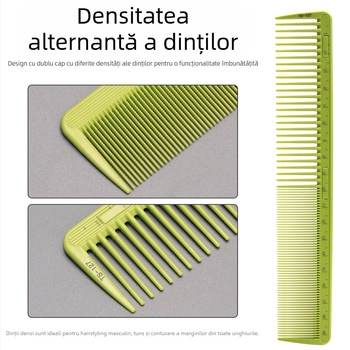 Pieptene pentru tuns păr pentru stiliști, ABS, ultra-subțire, coadă ascuțită, cu dublă utilizare