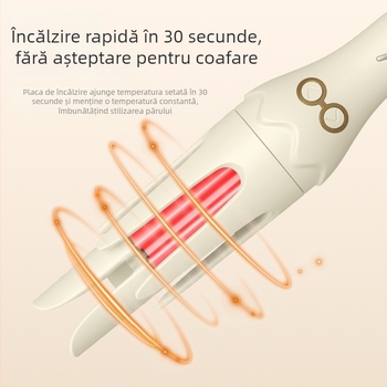 Tipul produsului: Fier de păr electric pentru bucle și netezire; Caracteristici cheie: element de încălzire din turmalin ceramic, reglare temperatură 15 trepte, 50W, 220V (element de încălzire ceramic din turmalin; reglare temperatură 15 trepte; 50W; 220V)