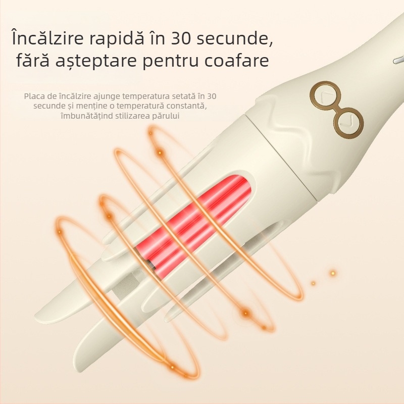 Tipul produsului: Fier de păr electric pentru bucle și netezire; Caracteristici cheie: element de încălzire din turmalin ceramic, reglare temperatură 15 trepte, 50W, 220V (element de încălzire ceramic din turmalin; reglare temperatură 15 trepte; 50W; 220V)