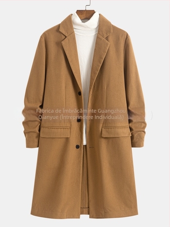 Palton pentru bărbați - stil business ușor, croială lejeră, 100% poliester, MQ622, toamnă 2025