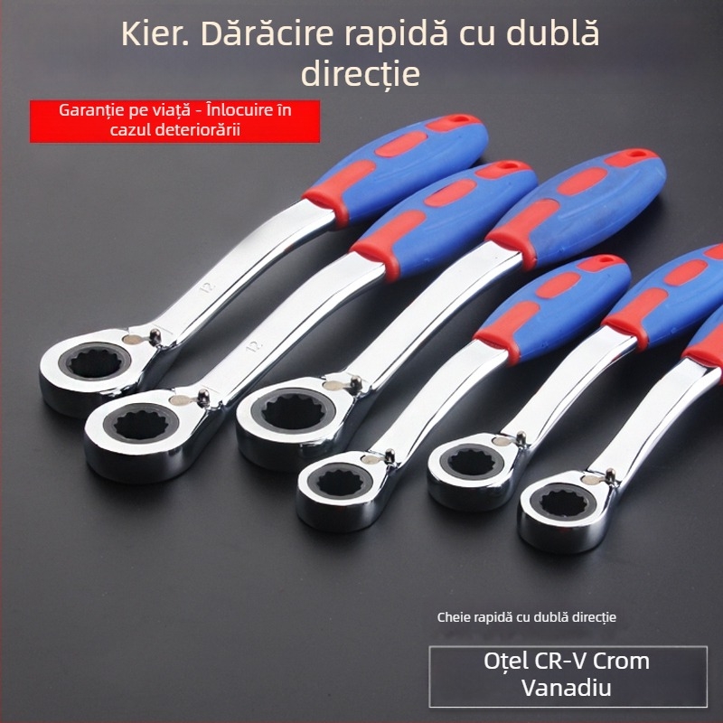 Cheie clichet reversibil automată, direcție dublă, utilizare duală, mâner curbat din plastic, oțel cu conținut înalt de carbon