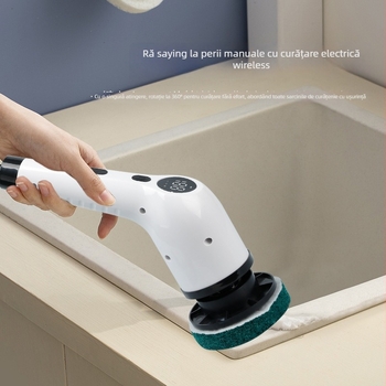 Mop electric cu mâner extensibil și afișaj LCD — perie de curățare 8 în 1 pentru bucătărie și baie