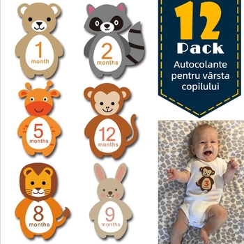 Set de recuzită foto pentru bebeluși: carduri cu luni, decoruri din hârtie, logo tipărit și etichetă privată licențiată